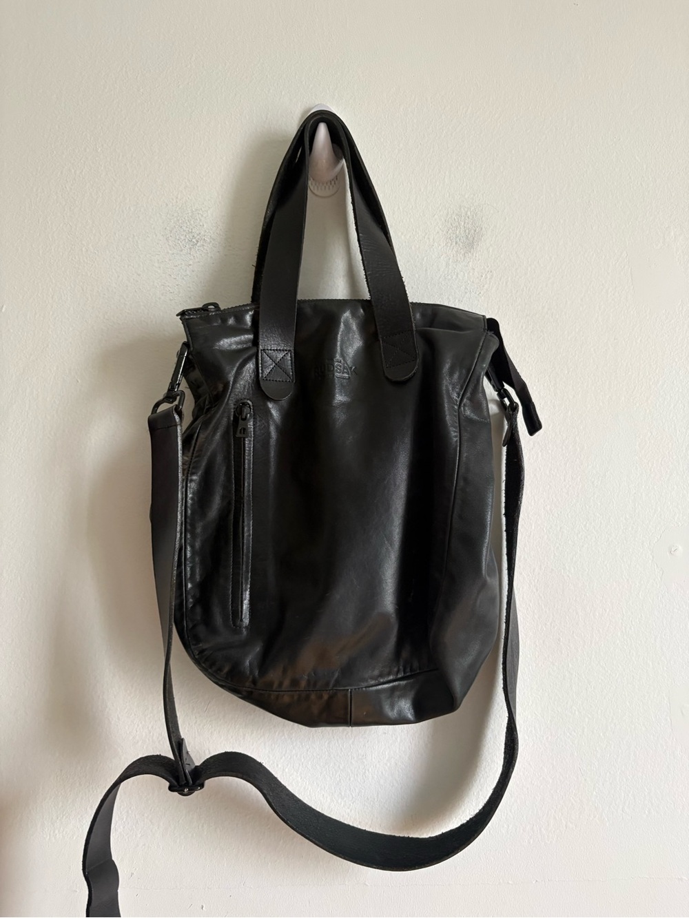 Rudsak Genuine Leather Black Adjustable Crossbody Shoulder Purse Bag